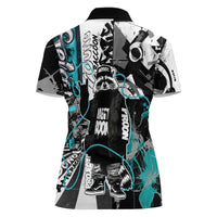 Urban Rebel Raccoon Women Polo Shirt Grunge Graffiti Street Art Abstract Collage Pop Culture