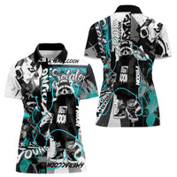 Urban Rebel Raccoon Women Polo Shirt Grunge Graffiti Street Art Abstract Collage Pop Culture