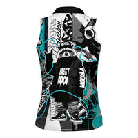 Urban Rebel Raccoon Women Sleeveless Polo Shirt Grunge Graffiti Street Art Abstract Collage Pop Culture