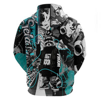 Urban Rebel Raccoon Zip Hoodie Grunge Graffiti Street Art Abstract Collage Pop Culture