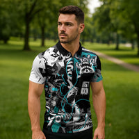 Urban Rebel Raccoon Zipper Polo Shirt Grunge Graffiti Street Art Abstract Collage Pop Culture