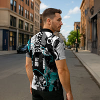 Urban Rebel Raccoon Zipper Polo Shirt Grunge Graffiti Street Art Abstract Collage Pop Culture