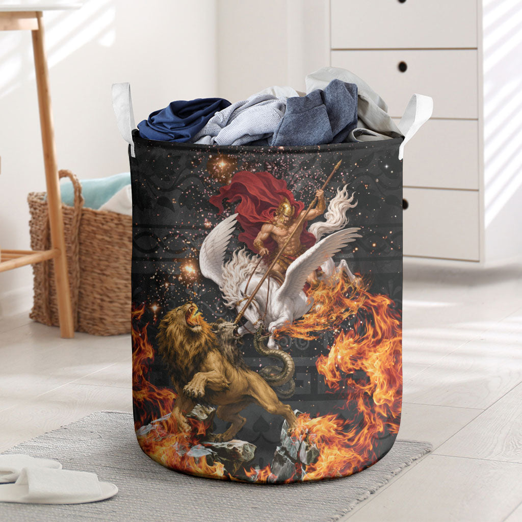 Bellerophon Vs Chimera Greek Mythology Laundry Basket Pegasus Monster Battle Epic