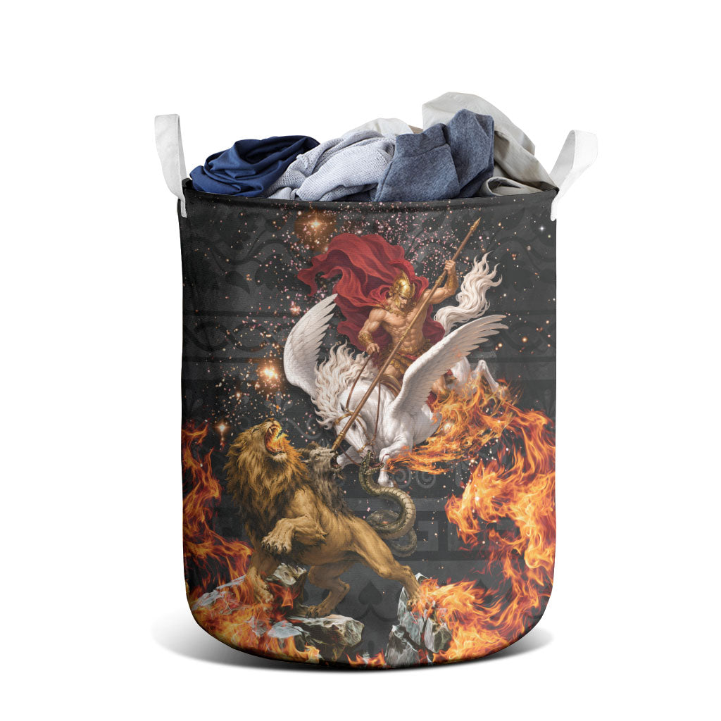 Bellerophon Vs Chimera Greek Mythology Laundry Basket Pegasus Monster Battle Epic