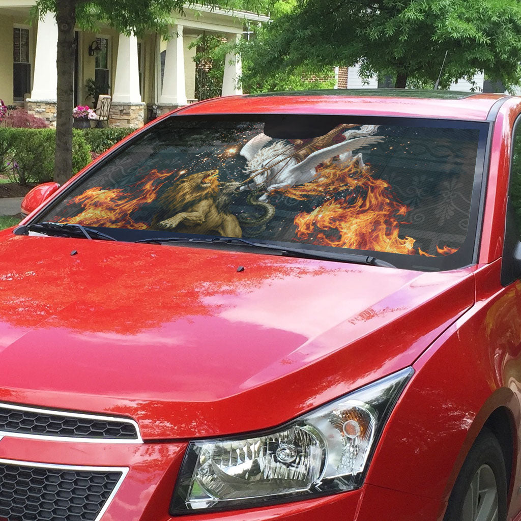 Bellerophon Vs Chimera Greek Mythology Auto Sun Shade Pegasus Monster Battle Epic