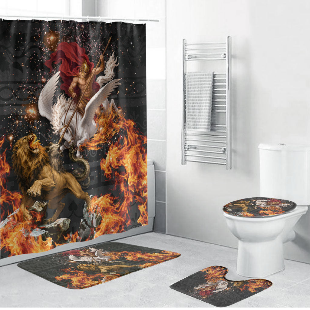 Bellerophon Vs Chimera Greek Mythology Bathroom Set Pegasus Monster Battle Epic