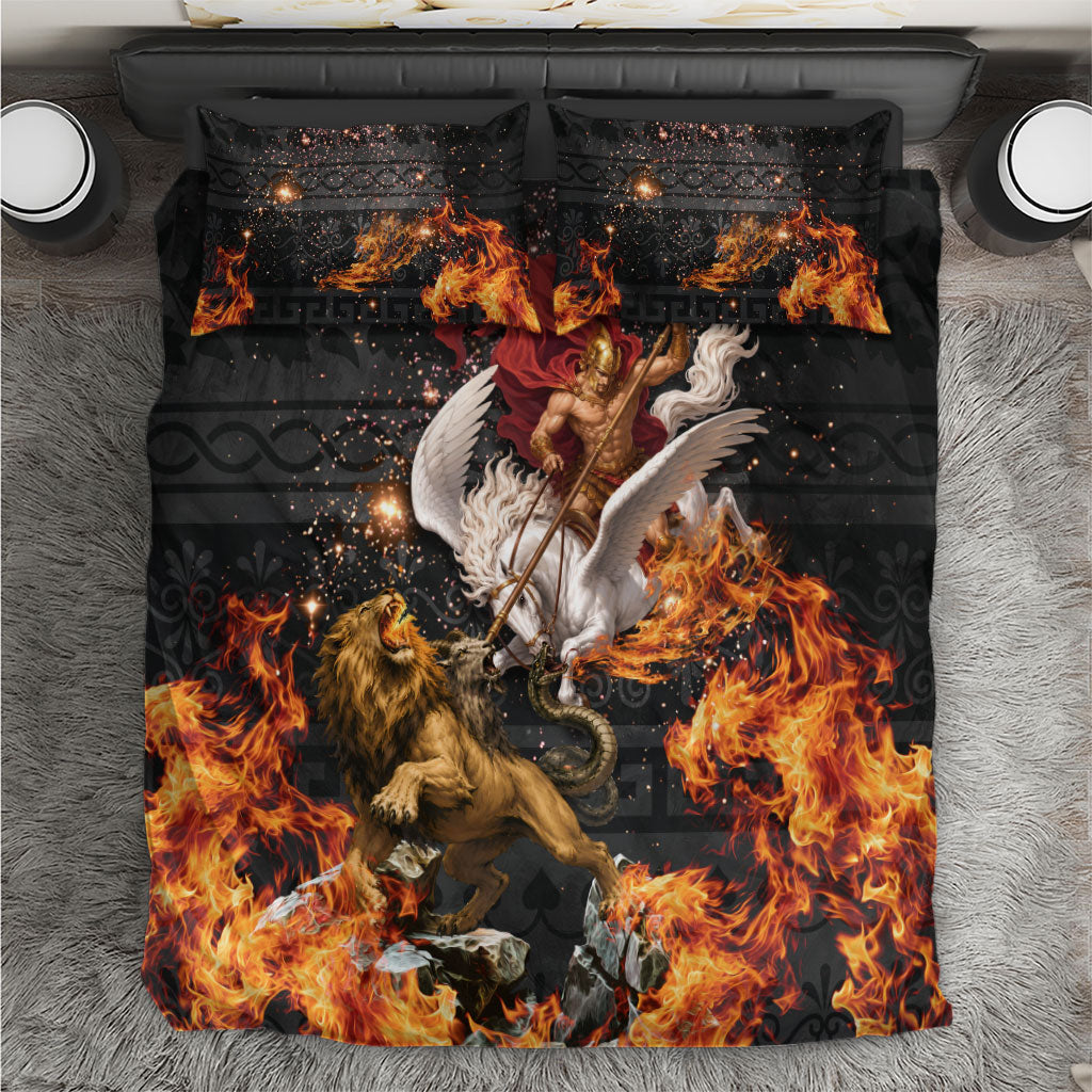 Bellerophon Vs Chimera Greek Mythology Bedding Set Pegasus Monster Battle Epic