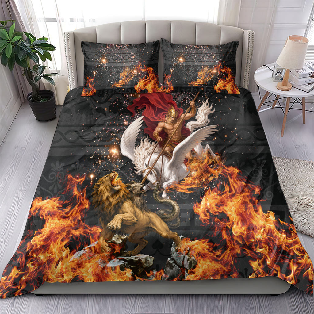 Bellerophon Vs Chimera Greek Mythology Bedding Set Pegasus Monster Battle Epic