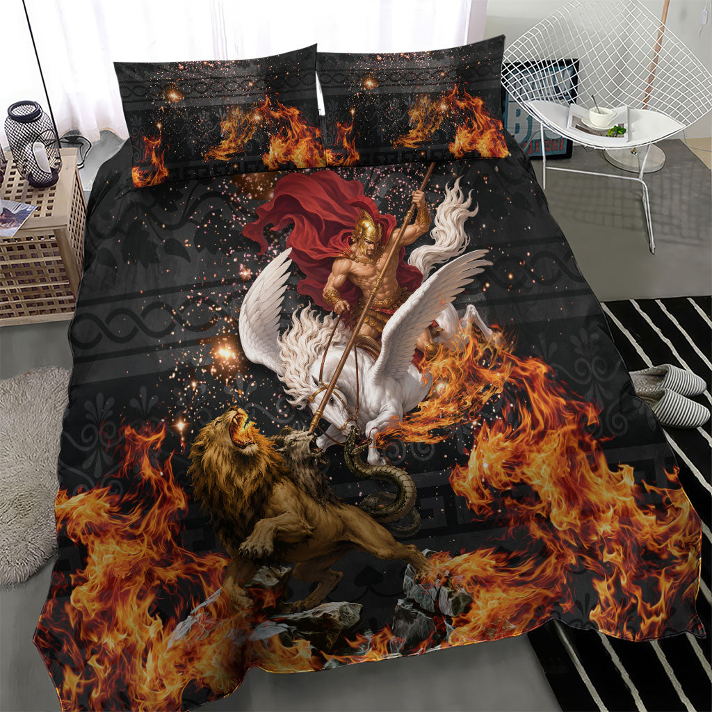 Bellerophon Vs Chimera Greek Mythology Bedding Set Pegasus Monster Battle Epic