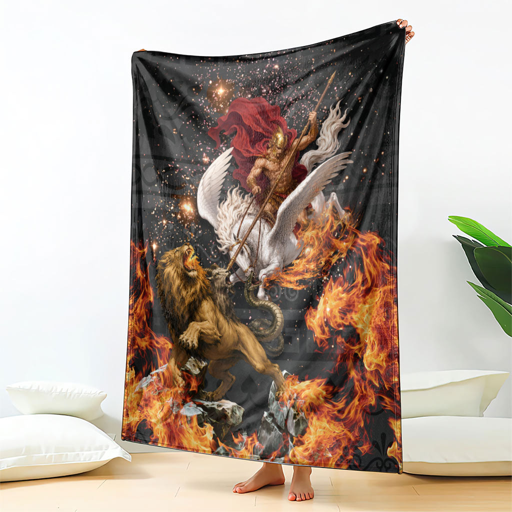 Bellerophon Vs Chimera Greek Mythology Blanket Pegasus Monster Battle Epic