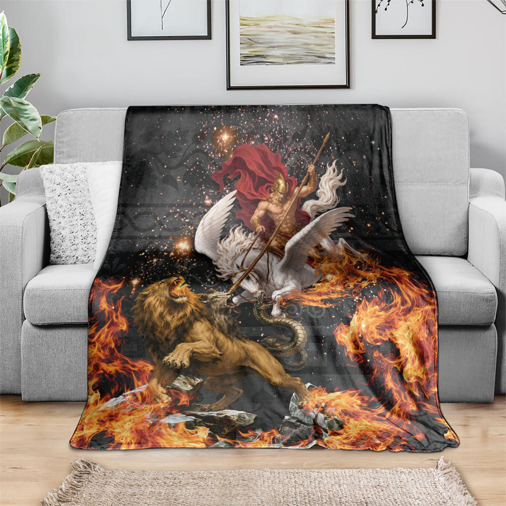 Bellerophon Vs Chimera Greek Mythology Blanket Pegasus Monster Battle Epic