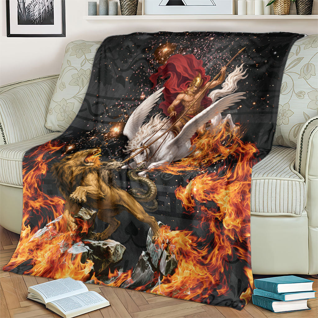 Bellerophon Vs Chimera Greek Mythology Blanket Pegasus Monster Battle Epic
