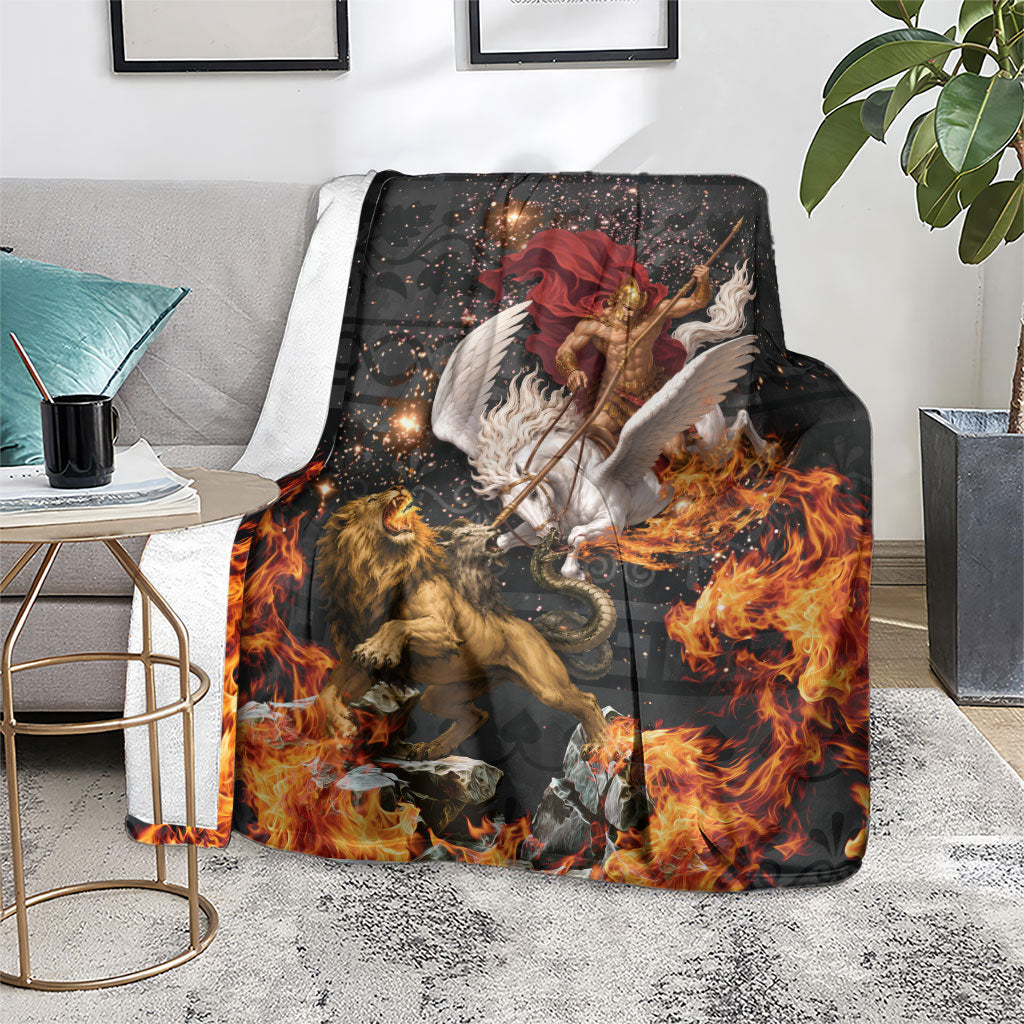 Bellerophon Vs Chimera Greek Mythology Blanket Pegasus Monster Battle Epic