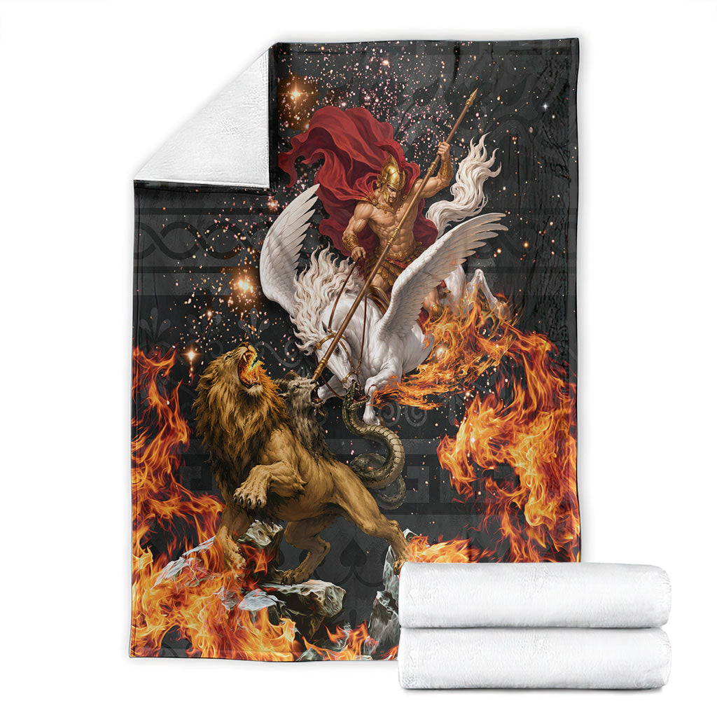 Bellerophon Vs Chimera Greek Mythology Blanket Pegasus Monster Battle Epic