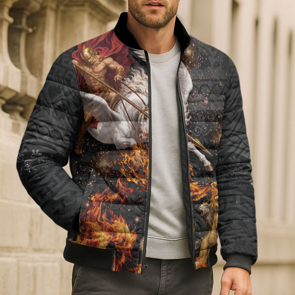 Bellerophon Vs Chimera Greek Mythology Bomber Puffer Jacket Pegasus Monster Battle Epic