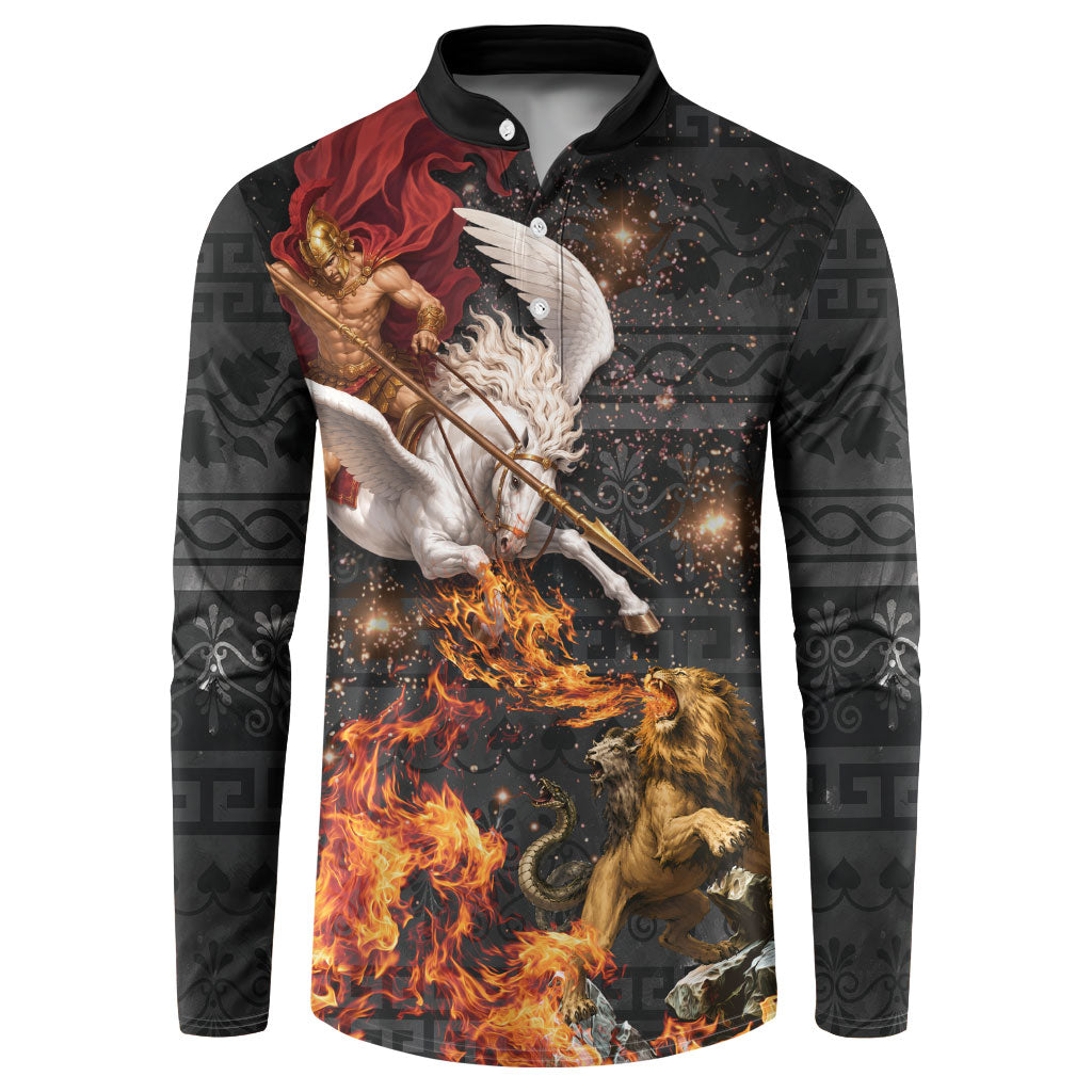 Bellerophon Vs Chimera Greek Mythology Button Sweatshirt Pegasus Monster Battle Epic
