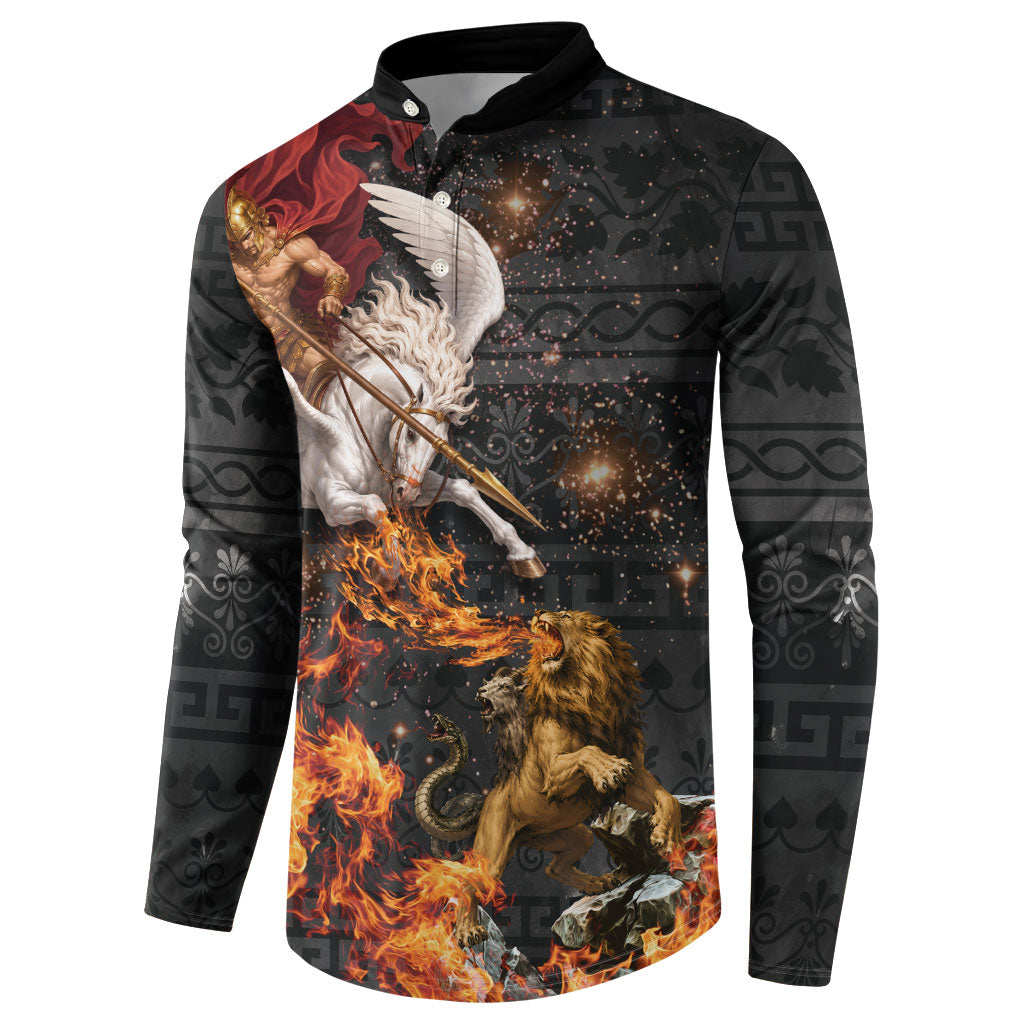 Bellerophon Vs Chimera Greek Mythology Button Sweatshirt Pegasus Monster Battle Epic
