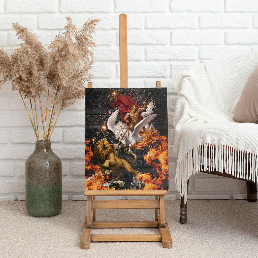 Bellerophon Vs Chimera Greek Mythology Canvas Wall Art Pegasus Monster Battle Epic