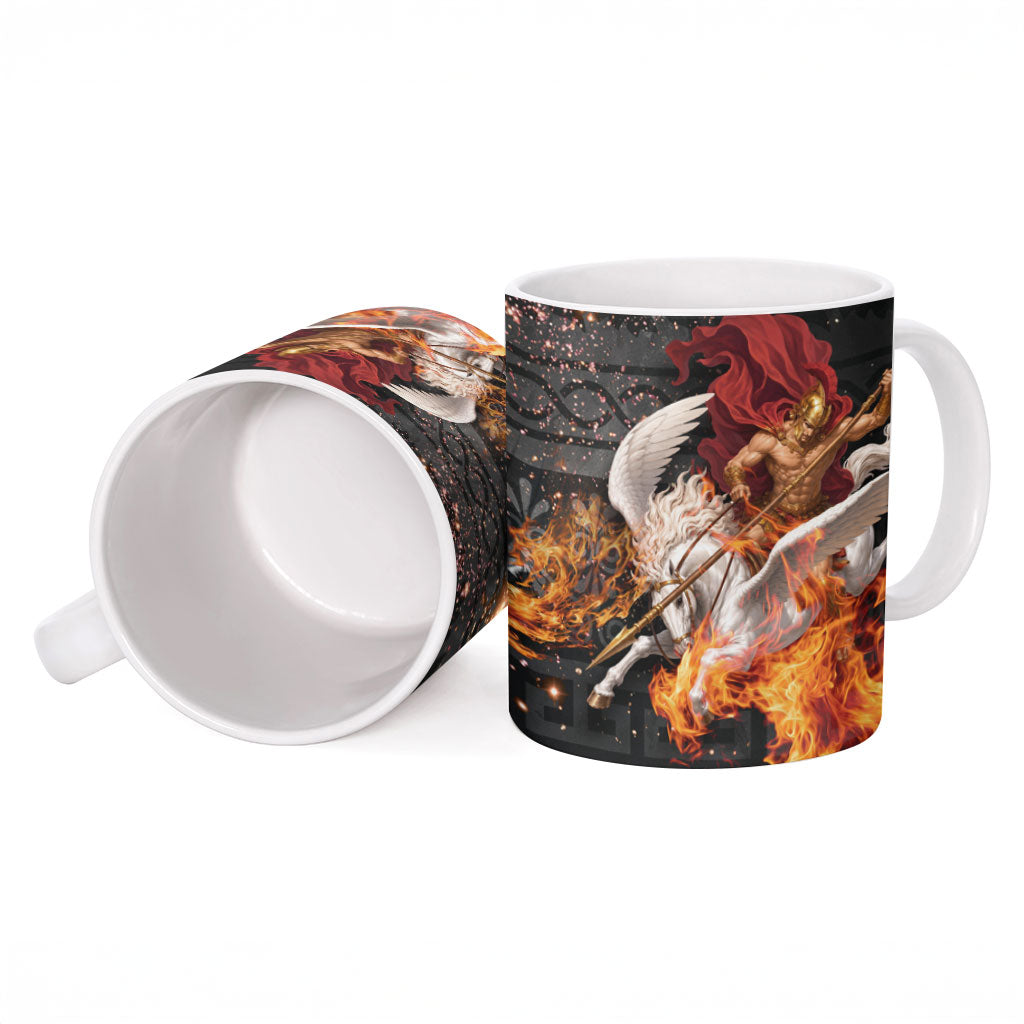 Bellerophon Vs Chimera Greek Mythology Ceramic Mug Pegasus Monster Battle Epic