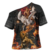 Bellerophon Vs Chimera Greek Mythology Cross Shoulder Shirt Pegasus Monster Battle Epic