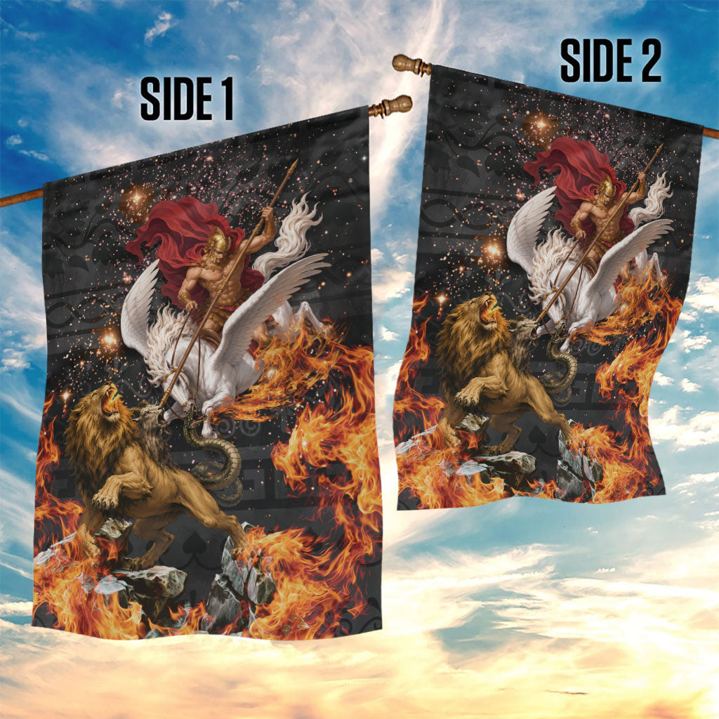 Bellerophon Vs Chimera Greek Mythology Garden Flag Pegasus Monster Battle Epic
