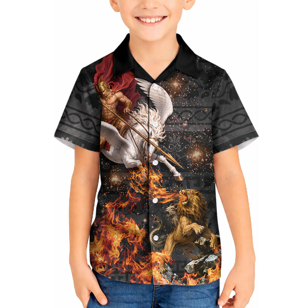 Bellerophon Vs Chimera Greek Mythology Kid Hawaiian Shirt Pegasus Monster Battle Epic