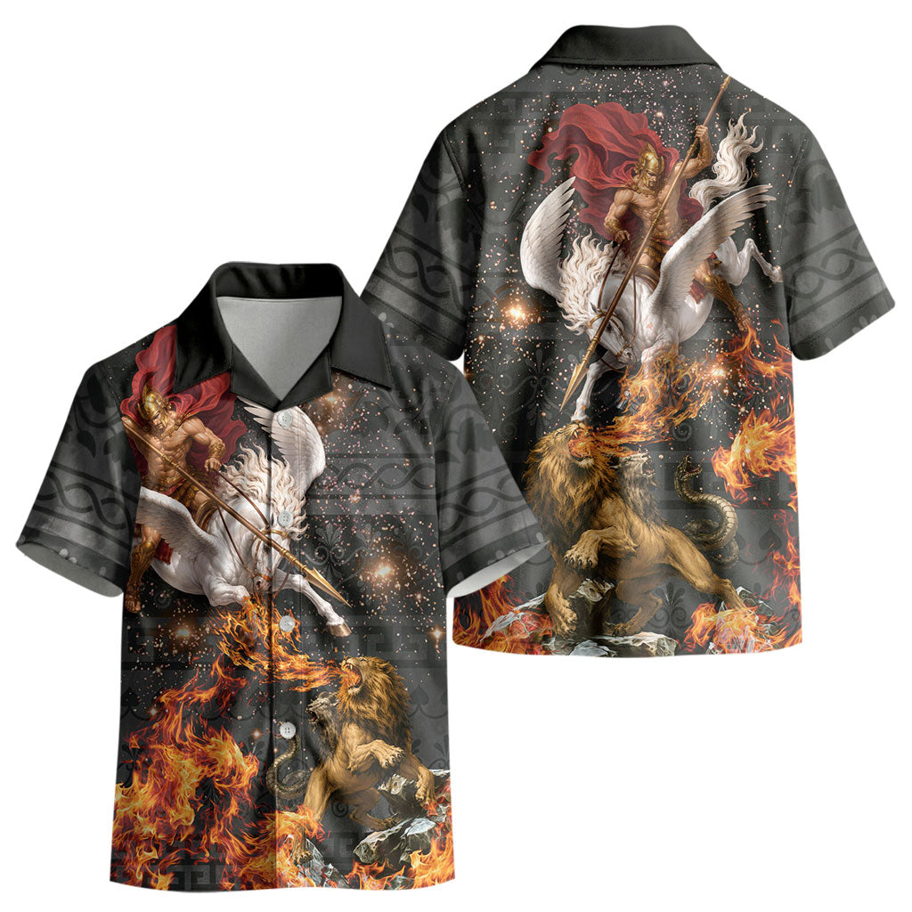 Bellerophon Vs Chimera Greek Mythology Kid Hawaiian Shirt Pegasus Monster Battle Epic