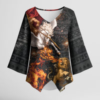 Bellerophon Vs Chimera Greek Mythology Kimono Sleeve Blouse Pegasus Monster Battle Epic