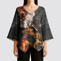 Bellerophon Vs Chimera Greek Mythology Kimono Sleeve Blouse Pegasus Monster Battle Epic