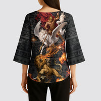 Bellerophon Vs Chimera Greek Mythology Kimono Sleeve Blouse Pegasus Monster Battle Epic