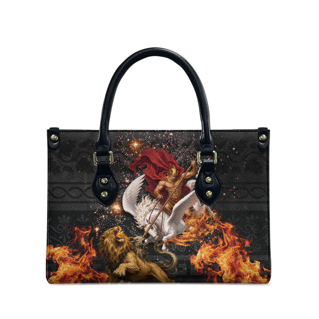 Bellerophon Vs Chimera Greek Mythology Leather Bag Pegasus Monster Battle Epic