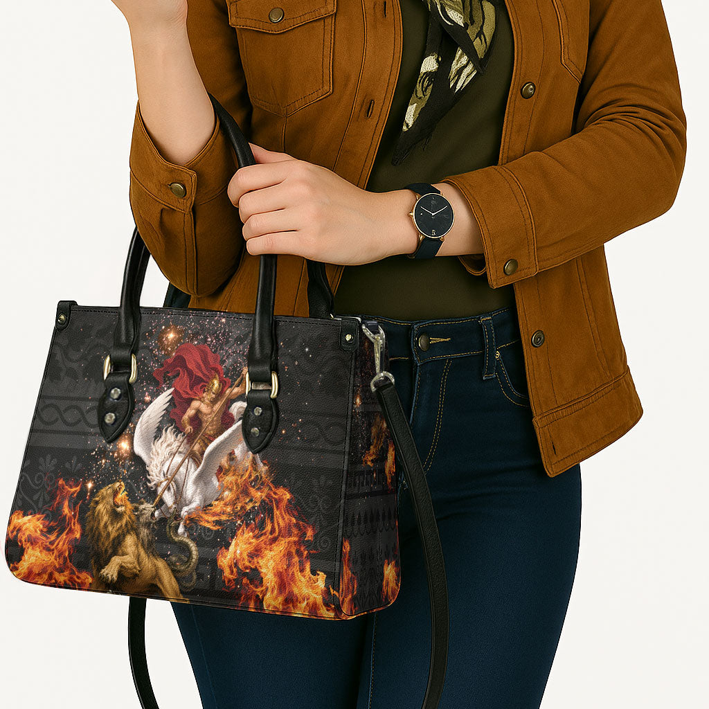 Bellerophon Vs Chimera Greek Mythology Leather Bag Pegasus Monster Battle Epic