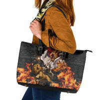 Bellerophon Vs Chimera Greek Mythology Leather Tote Bag Pegasus Monster Battle Epic