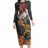 Bellerophon Vs Chimera Greek Mythology Long Sleeve Bodycon Dress Pegasus Monster Battle Epic