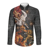 Bellerophon Vs Chimera Greek Mythology Long Sleeve Button Shirt Pegasus Monster Battle Epic