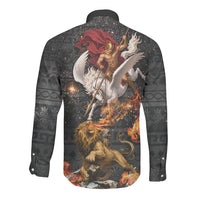 Bellerophon Vs Chimera Greek Mythology Long Sleeve Button Shirt Pegasus Monster Battle Epic