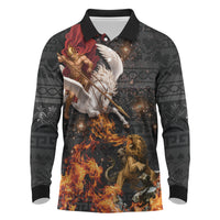 Bellerophon Vs Chimera Greek Mythology Long Sleeve Polo Shirt Pegasus Monster Battle Epic