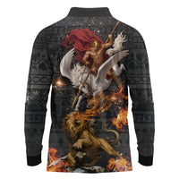 Bellerophon Vs Chimera Greek Mythology Long Sleeve Polo Shirt Pegasus Monster Battle Epic