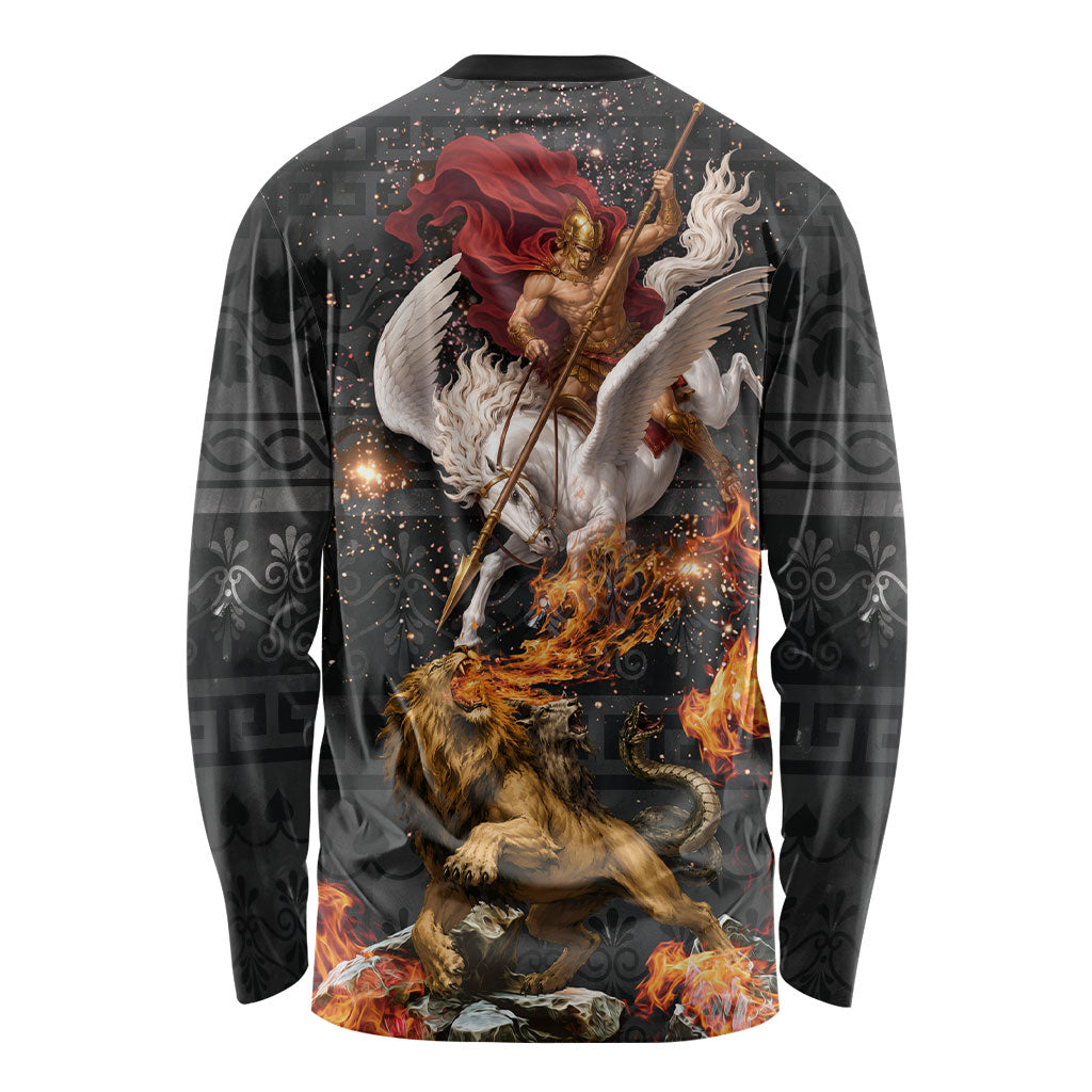 Bellerophon Vs Chimera Greek Mythology Long Sleeve Shirt Pegasus Monster Battle Epic