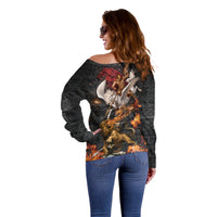 Bellerophon Vs Chimera Greek Mythology Off Shoulder Sweater Pegasus Monster Battle Epic
