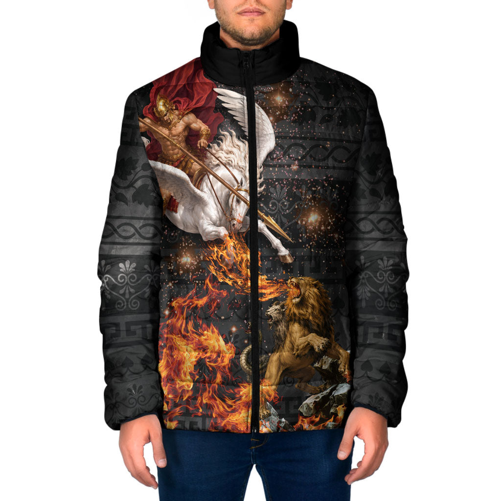 Bellerophon Vs Chimera Greek Mythology Padded Jacket Pegasus Monster Battle Epic