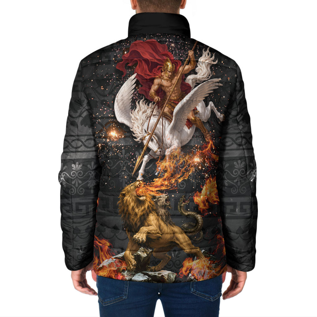 Bellerophon Vs Chimera Greek Mythology Padded Jacket Pegasus Monster Battle Epic