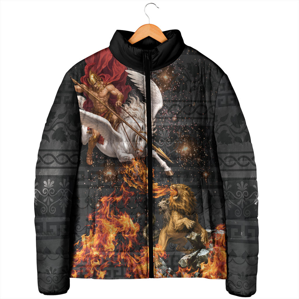 Bellerophon Vs Chimera Greek Mythology Padded Jacket Pegasus Monster Battle Epic