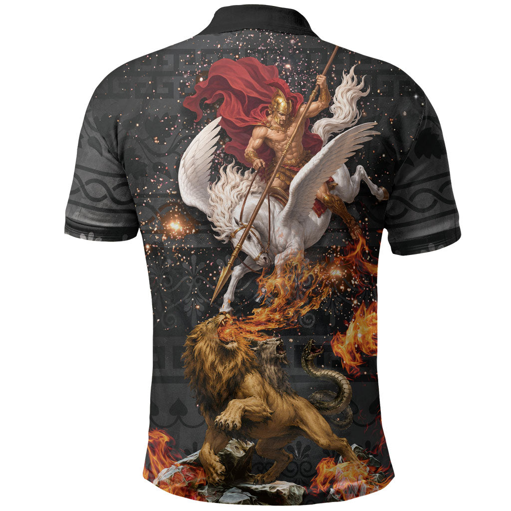 Bellerophon Vs Chimera Greek Mythology Polo Shirt Pegasus Monster Battle Epic