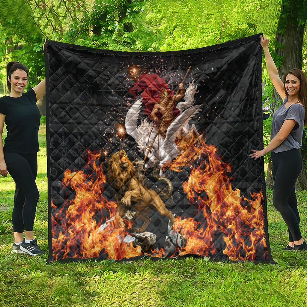 Bellerophon Vs Chimera Greek Mythology Quilt Pegasus Monster Battle Epic