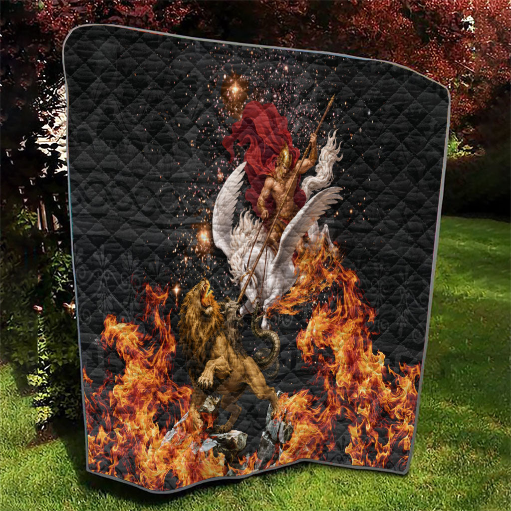 Bellerophon Vs Chimera Greek Mythology Quilt Pegasus Monster Battle Epic