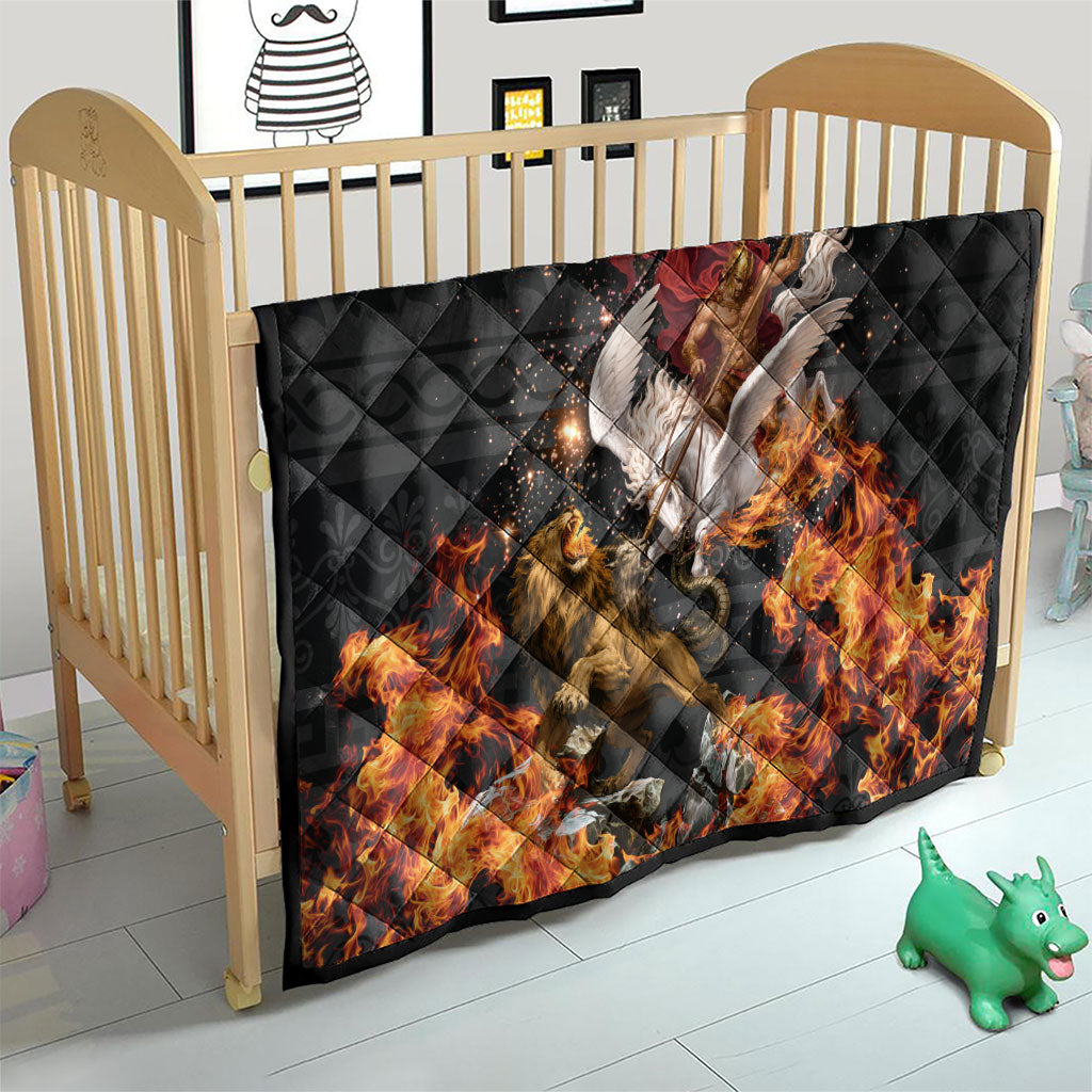 Bellerophon Vs Chimera Greek Mythology Quilt Pegasus Monster Battle Epic