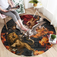 Bellerophon Vs Chimera Greek Mythology Round Carpet Pegasus Monster Battle Epic