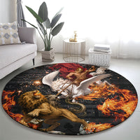 Bellerophon Vs Chimera Greek Mythology Round Carpet Pegasus Monster Battle Epic