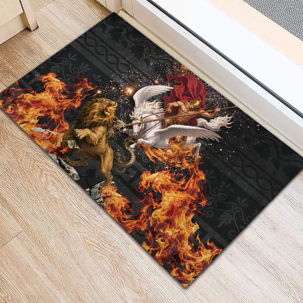 Bellerophon Vs Chimera Greek Mythology Rubber Doormat Pegasus Monster Battle Epic